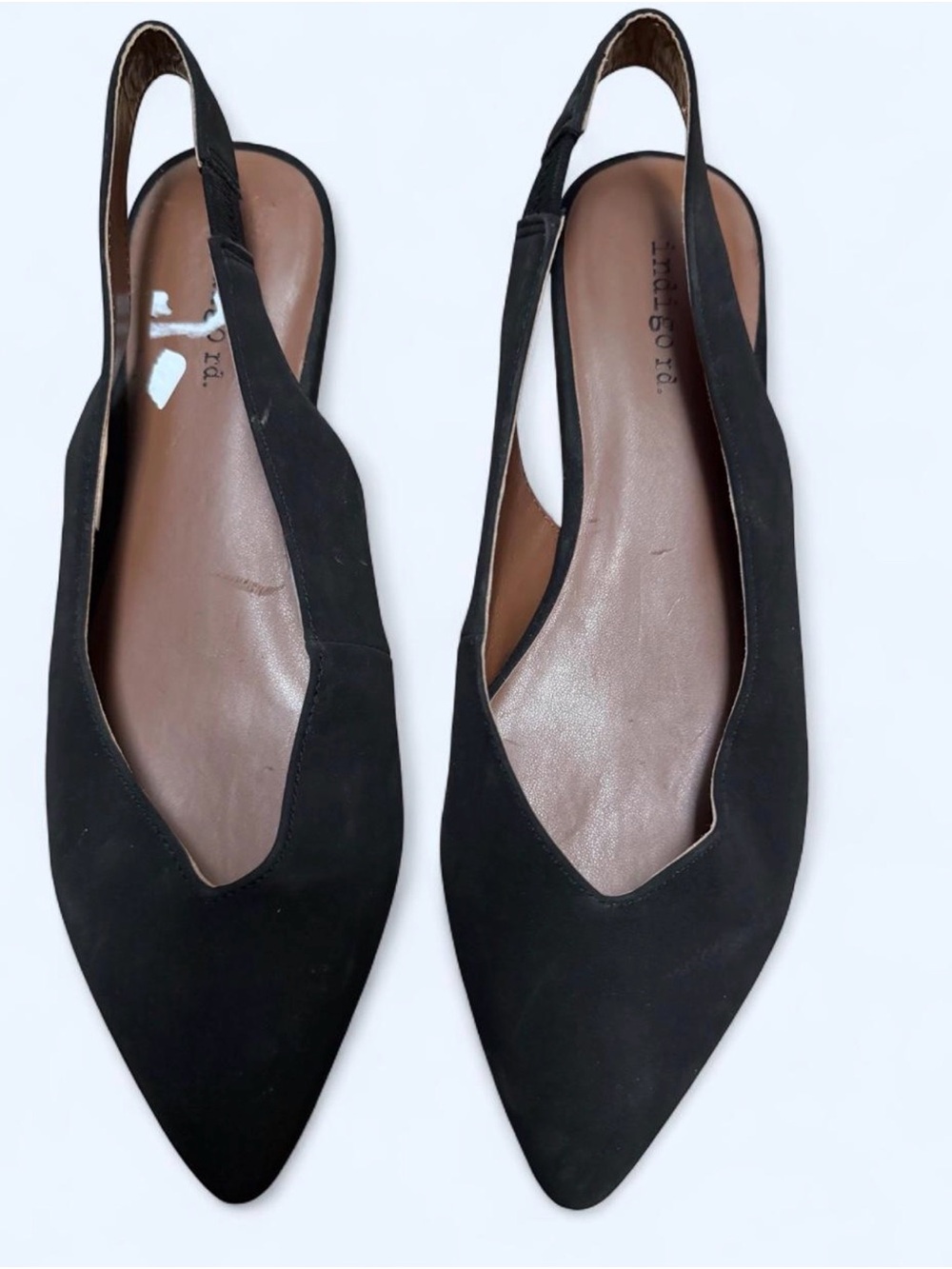 Indigo Black Pointed Slingback Flats